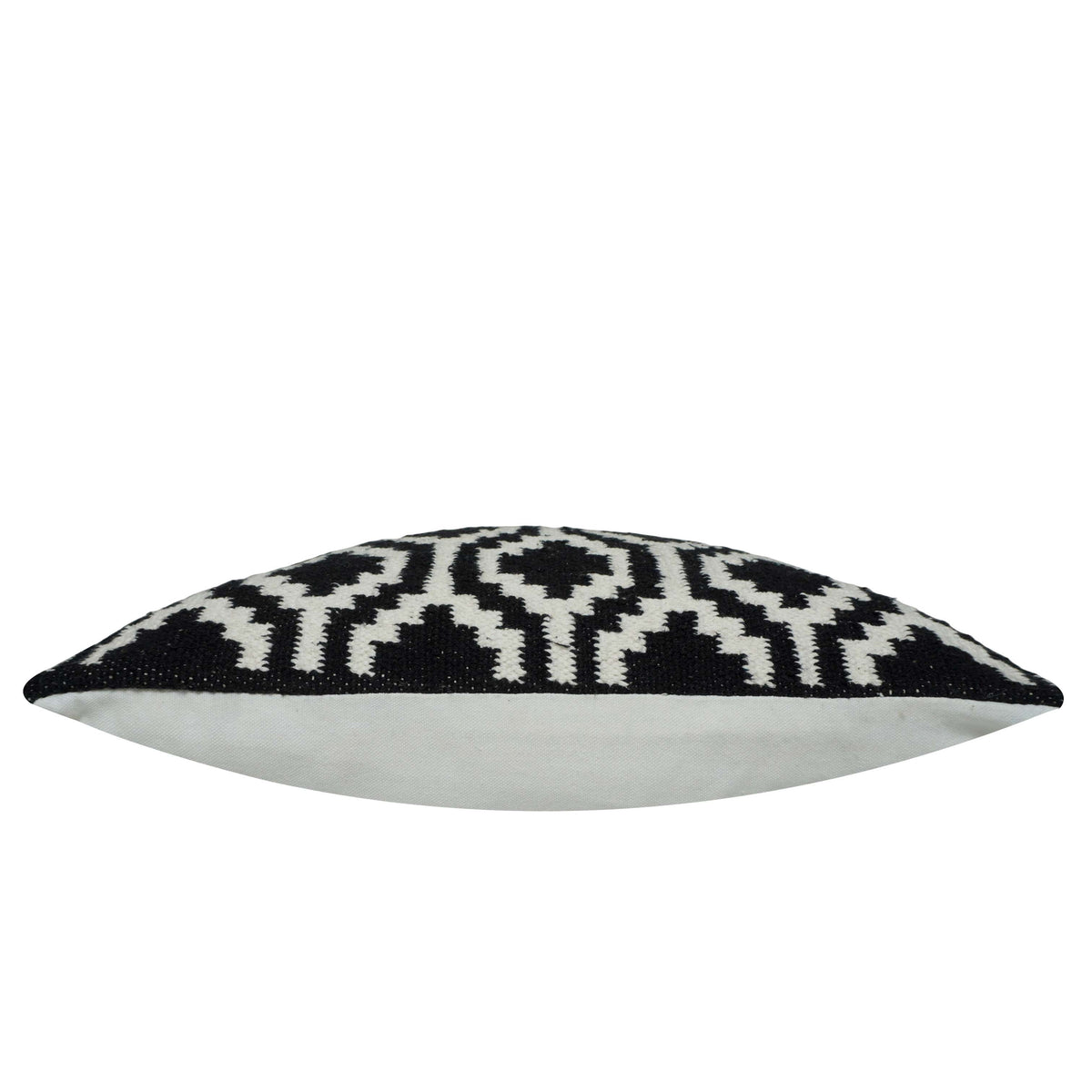 Handwoven Cotton Cushion Cover 45x45 cm | Black & White Geometric Woven Throw Pillow Cover | Modern Boho Home Décor