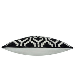 Handwoven Cotton Cushion Cover 45x45 cm | Black & White Geometric Woven Throw Pillow Cover | Modern Boho Home Décor
