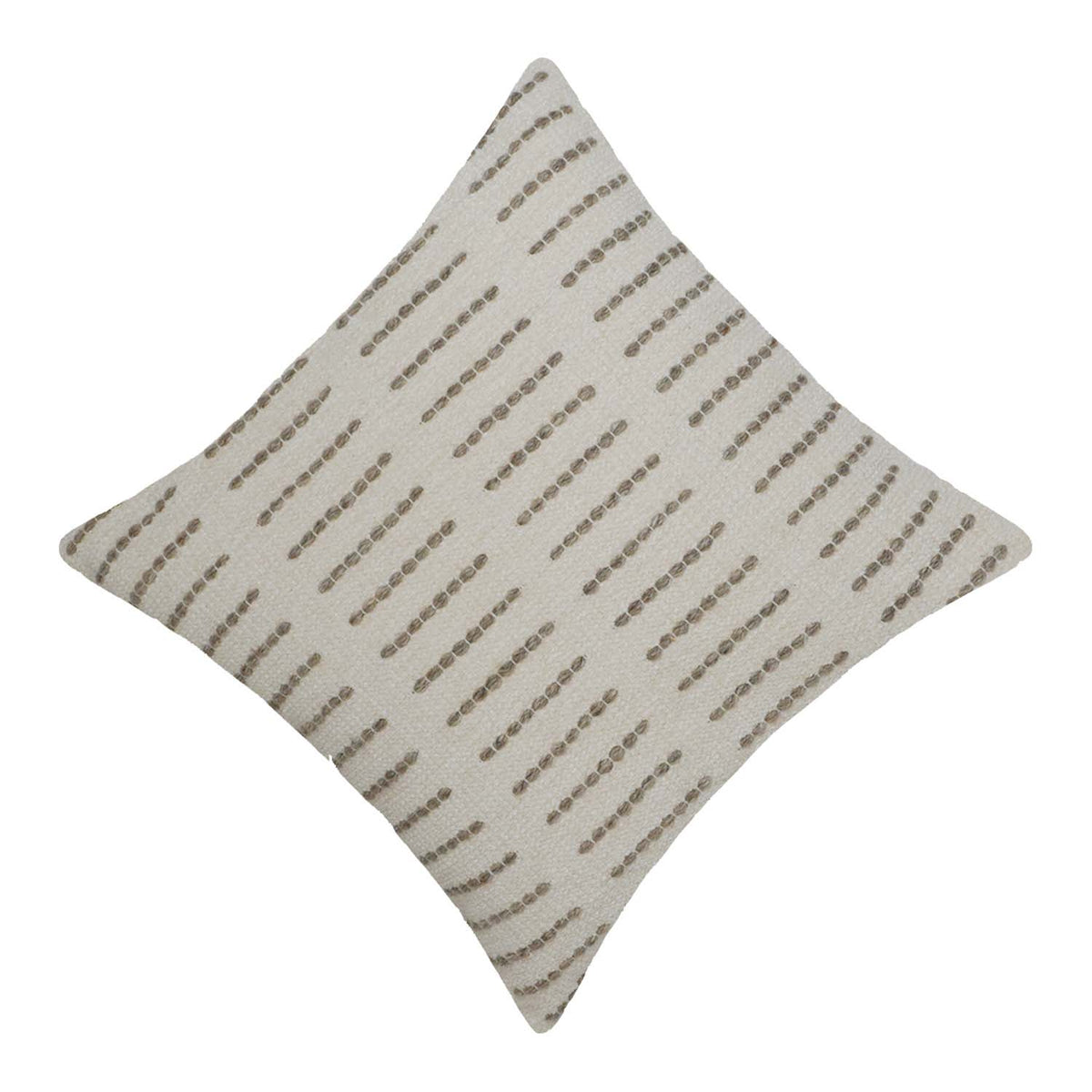 Handmade Cotton Cushion Cover 45x45 cm | Textured Woven Stripe Design | Decorative Throw Pillow Cover with Concealed Zip | Natural & Beige - Bulk manufacturer & supplier from Panipat, India