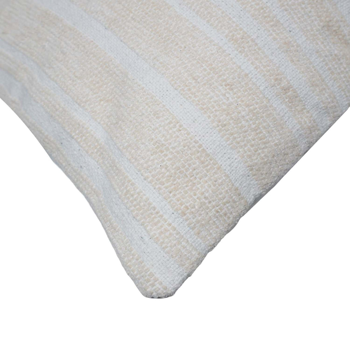 Handmade Woven Cotton Cushion Cover 40 x 60 cm | Natural Ivory Textured Lumbar Pillow Cover | Minimalist Boho Home Décor | Hidden Zipper - Bulk manufacturer & supplier from Panipat, India