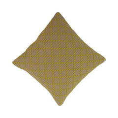 Handmade Cotton Textured Cushion Cover 45x45 cm – Geometric Embroidered Throw Pillow Cover in Mustard & Taupe