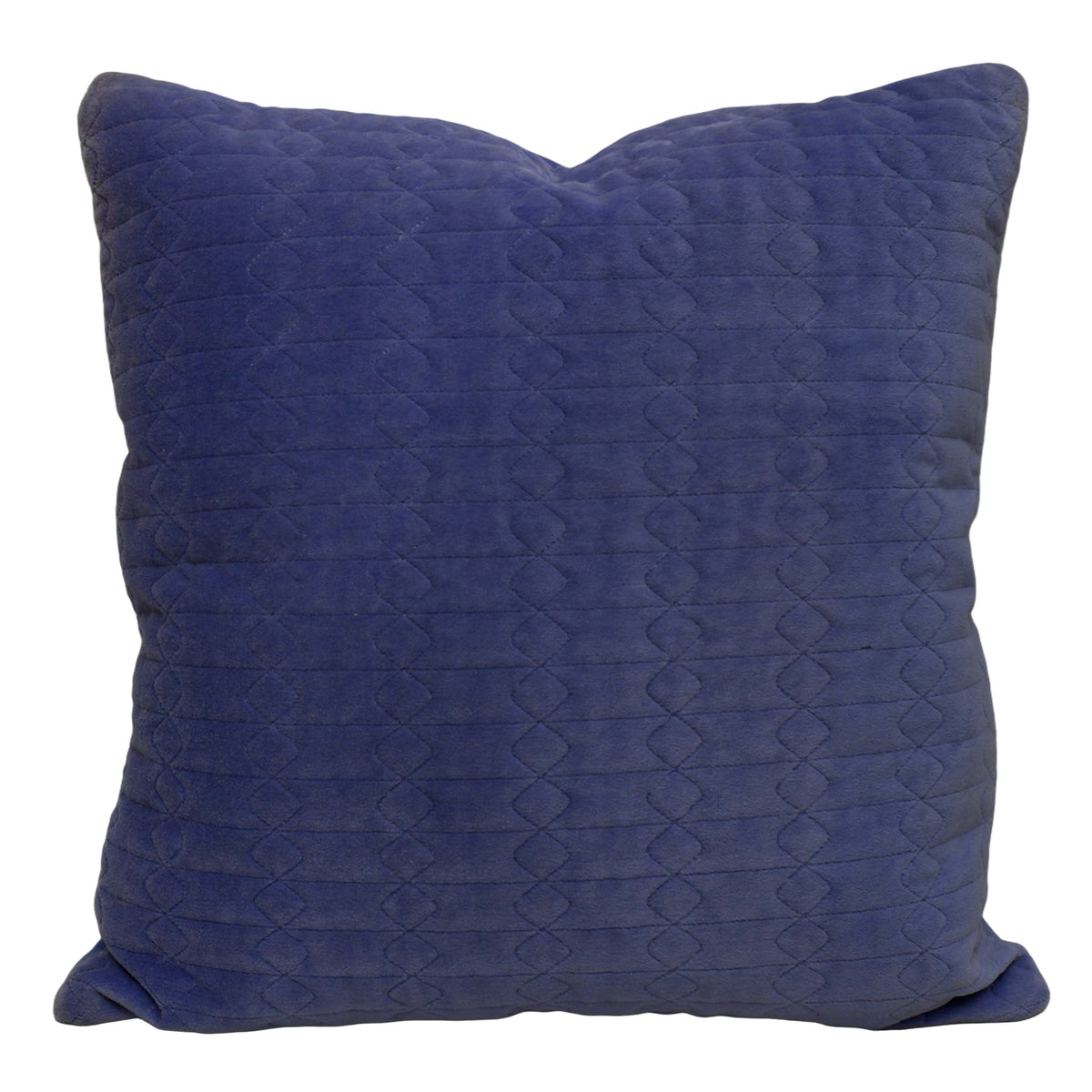 Navy Blue Cotton Velvet Embroidered Cushion Cover 45x45 cm | Quilted Geometric Design | Soft Decorative Throw Pillow Cover with Concealed Zip - Bulk manufacturer & supplier from Panipat, India