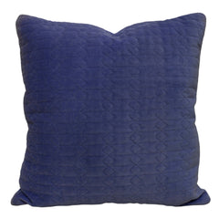 Navy Blue Cotton Velvet Embroidered Cushion Cover 45x45 cm | Quilted Geometric Design | Soft Decorative Throw Pillow Cover with Concealed Zip