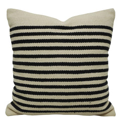 Handwoven Cotton Striped Cushion Cover 45x45 cm | Black & Natural Woven Throw Pillow Cover | Modern Farmhouse & Scandinavian Home Décor | Hidden Zipper | 100% Cotton
