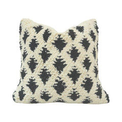 Tufted Diamond Pattern Cotton Cushion Cover | Black & Ivory Textured Boho Throw Pillow Cover | 45 x 45 cm