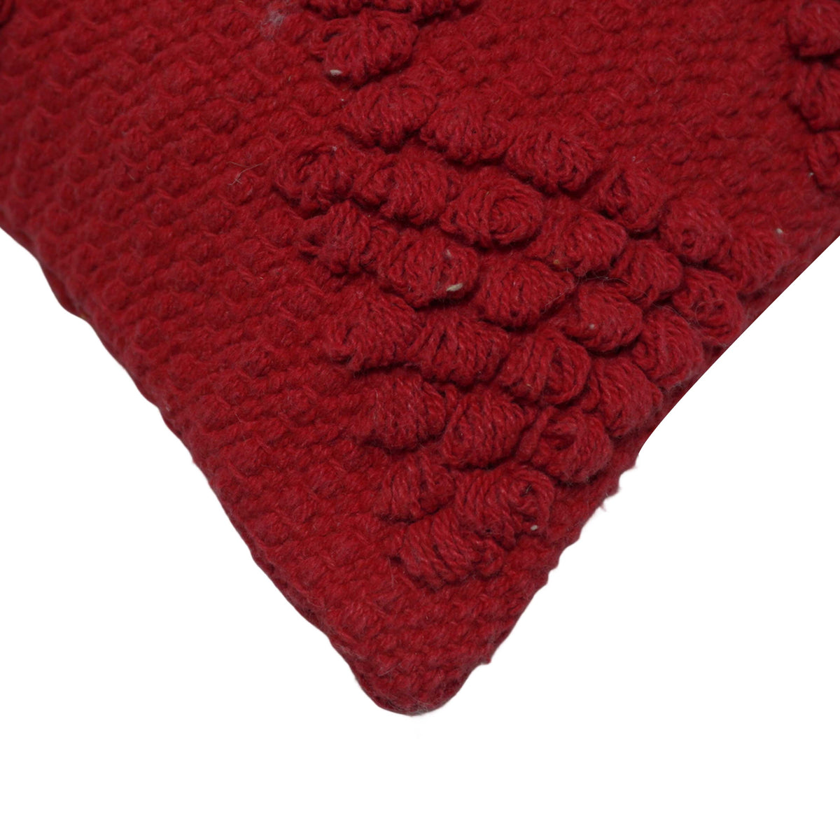 Handwoven Cotton Cushion Cover 45x45 cm | Textured Geometric Tufted Design | Decorative Throw Pillow Cover | Hidden Zipper | Modern Boho Home Décor | Dark Red