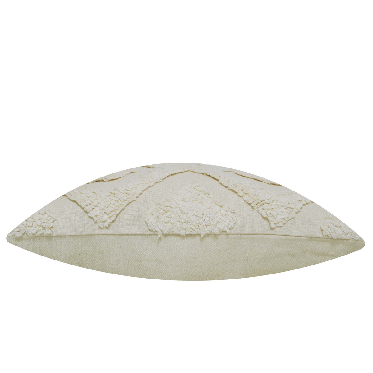 Ivory geometric diamond handcrafted tufted cotton cushion cover 45x45 cm