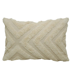 Ziggy Tufted Cotton Cushion Cover 40 x 60 cm | Handcrafted Textured Geometric Throw Pillow Cover | Ivory | Hidden Zipper