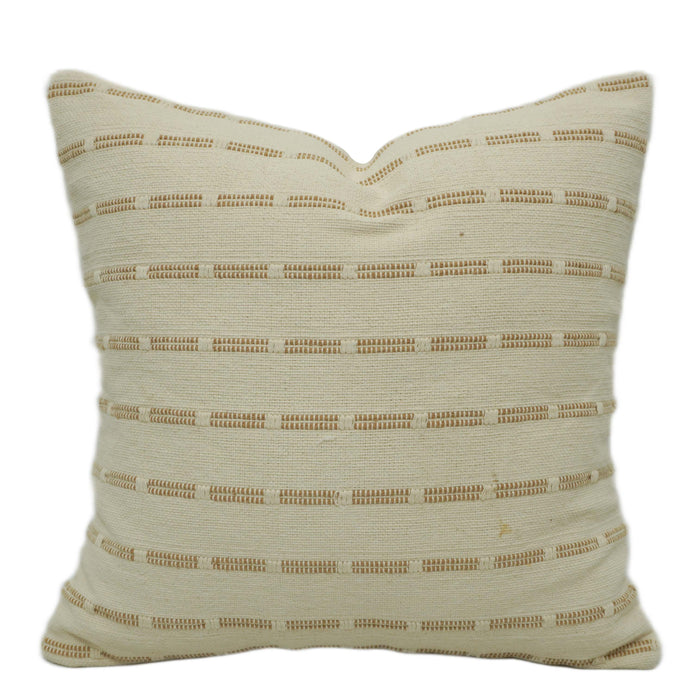 Handwoven Cotton Cushion Cover 45x45 cm – Ivory Beige Textured Stripe Design