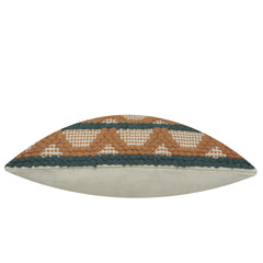 Handwoven Geometric Cushion Cover – Rust & Charcoal Textured Pattern, 45 x 45 cm