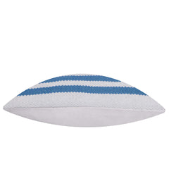 Handwoven Blue & White Striped Cushion Cover 45x45 cm – Textured Cotton Look Home Décor