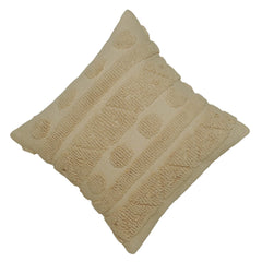 Handcrafted Cotton Tufted Loop Cushion Cover 45x45 cm | Boho Textured Decorative Throw Pillow Cover | Cream Ivory | Hidden Zipper | Modern Living Room & Bedroom Décor