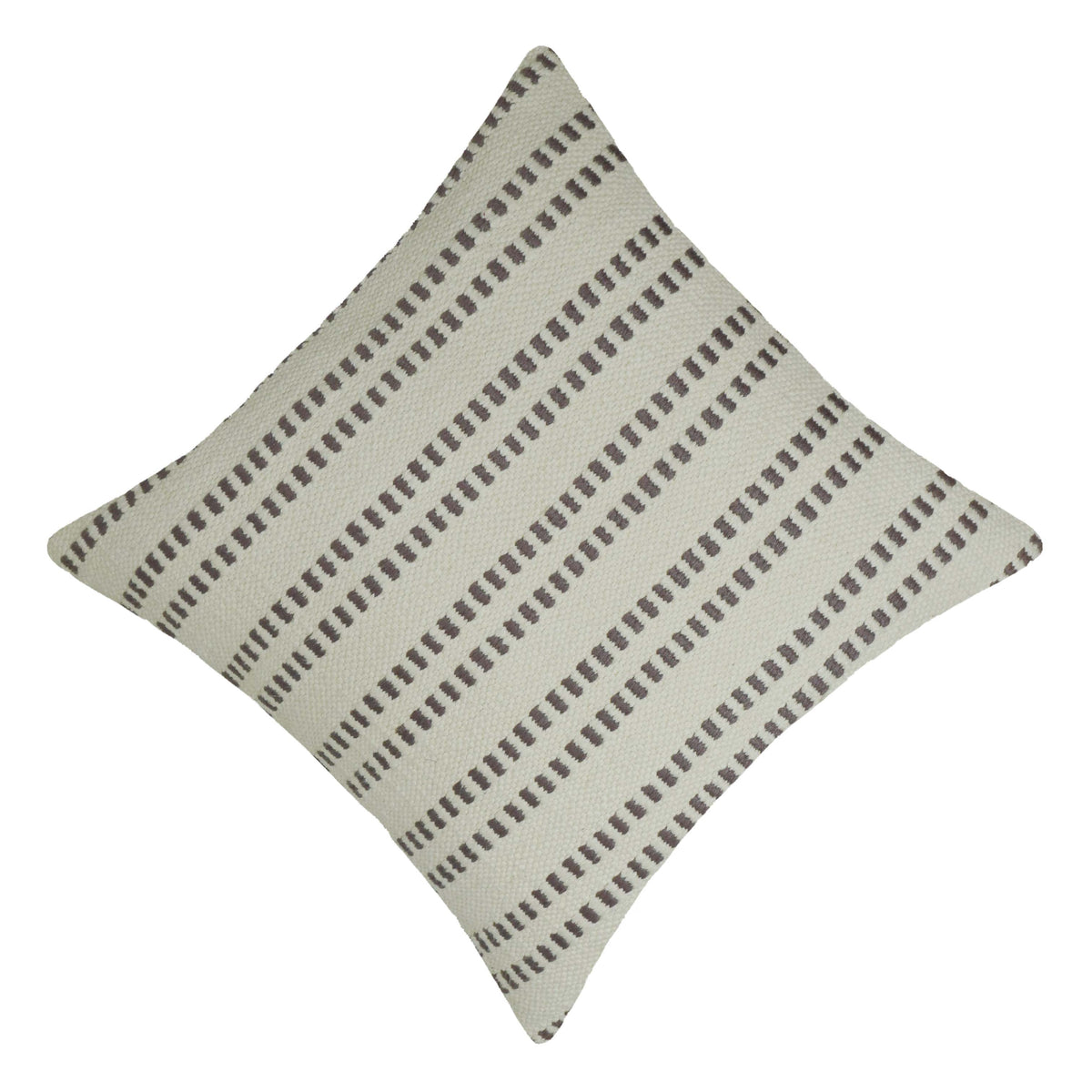 Handwoven Ivory & Taupe Striped Cushion Cover – 45 x 45 cm