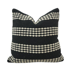 Handwoven Black & White Cotton Cushion Cover | Textured Dot Stripe Design | 45 x 45 cm