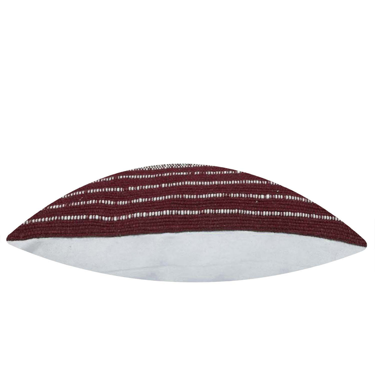 Burgundy and ivory striped handwoven cotton cushion cover 45x45 cm