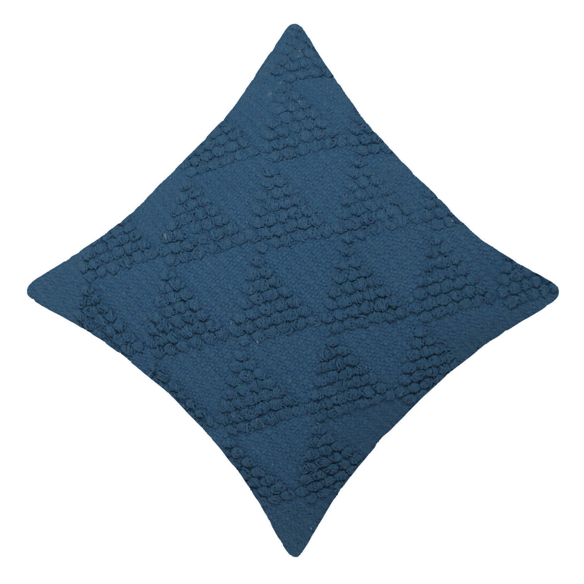 Handwoven Cotton Cushion Cover 45x45 cm – Textured Abstract Pattern in Deep Navy Blue