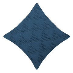 Handwoven Cotton Cushion Cover 45x45 cm – Textured Abstract Pattern in Deep Navy Blue