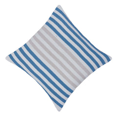 Handwoven Blue & White Striped Cushion Cover 45x45 cm – Textured Cotton Look Home Décor