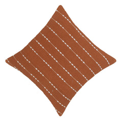Handgewebter Kissenbezug aus Baumwolle 45x45 cm – Rostbraun & Weiß Gestreift