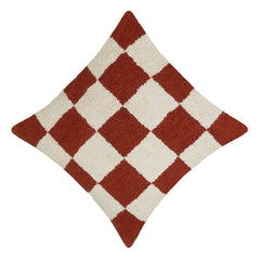 Machine Tufted Checkerboard Cushion Cover – Rust & Cream Textured Design, 45 x 45 cm