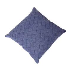 Navy Blue Diamond Embroidered Cotton Cushion Cover 45x45 cm | Modern Geometric Decorative Pillow Cover