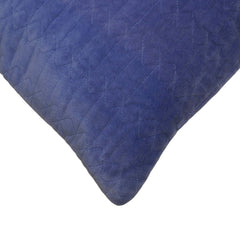 Navy Blue Cotton Velvet Embroidered Cushion Cover 45x45 cm | Quilted Geometric Design | Soft Decorative Throw Pillow Cover with Concealed Zip