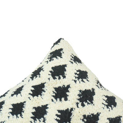 Tufted Diamond Pattern Cotton Cushion Cover | Black & Ivory Textured Boho Throw Pillow Cover | 45 x 45 cm