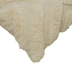 Ziggy Tufted Cotton Cushion Cover 40 x 60 cm | Handcrafted Textured Geometric Throw Pillow Cover | Ivory | Hidden Zipper