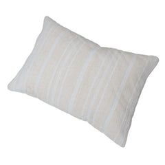 Handmade Woven Cotton Cushion Cover 40 x 60 cm | Natural Ivory Textured Lumbar Pillow Cover | Minimalist Boho Home Décor | Hidden Zipper