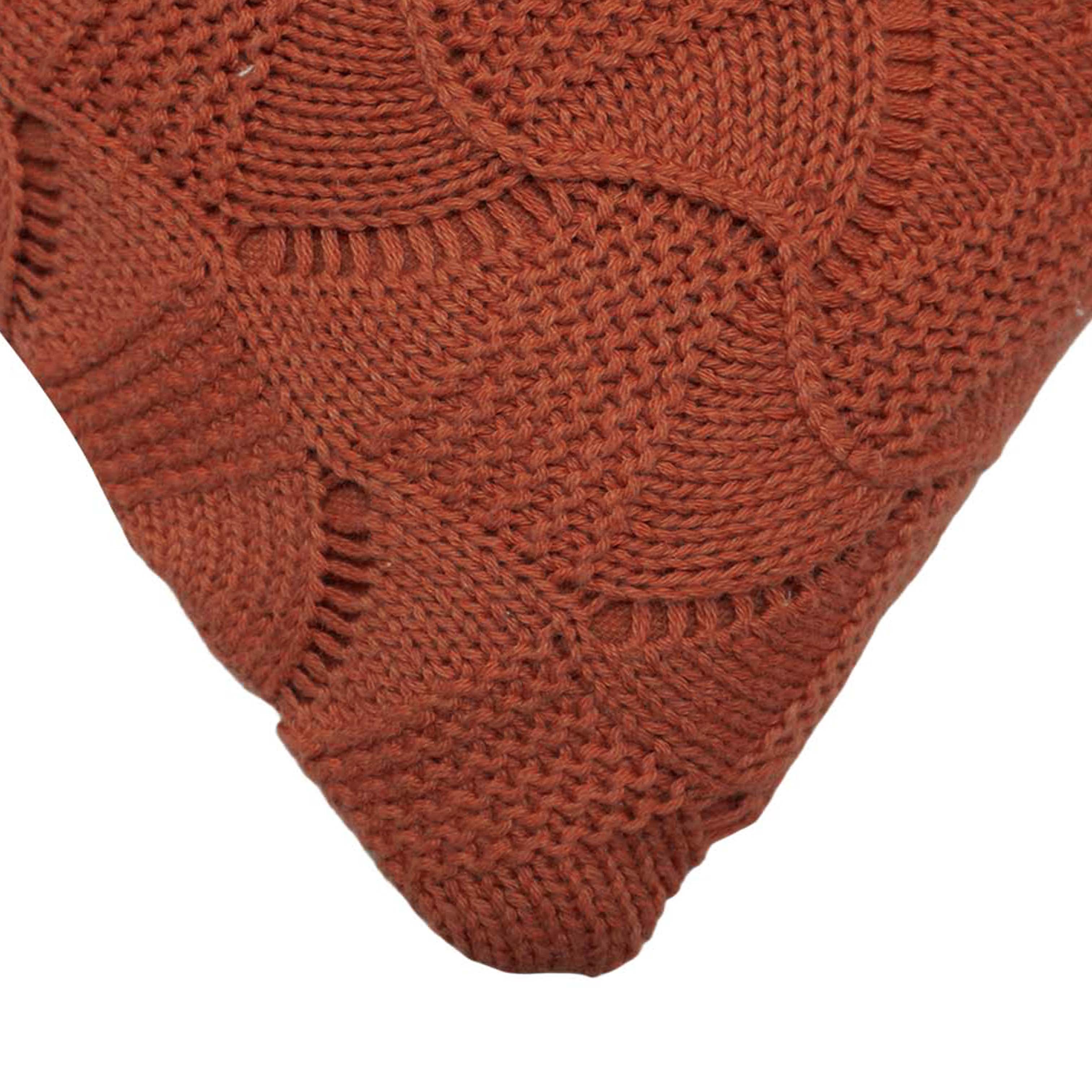Machine Knitted Textured Cushion Cover 45 x 45 cm – Terracotta Abstract Wave Pattern