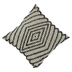 Handgewebter Baumwoll-Kissenbezug 45x45 cm – Schwarz & Off-White Geometrisches Strukturiertes Design | Boho Modernes Dekokissen