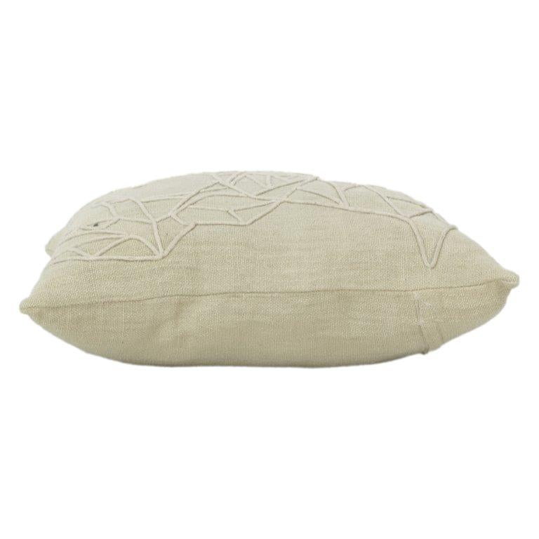 Abstract Deer Line Embroidered Cotton Cushion Cover – 45x45 cm | Minimalist Nature Design | Neutral Beige Decorative Pillow Case
