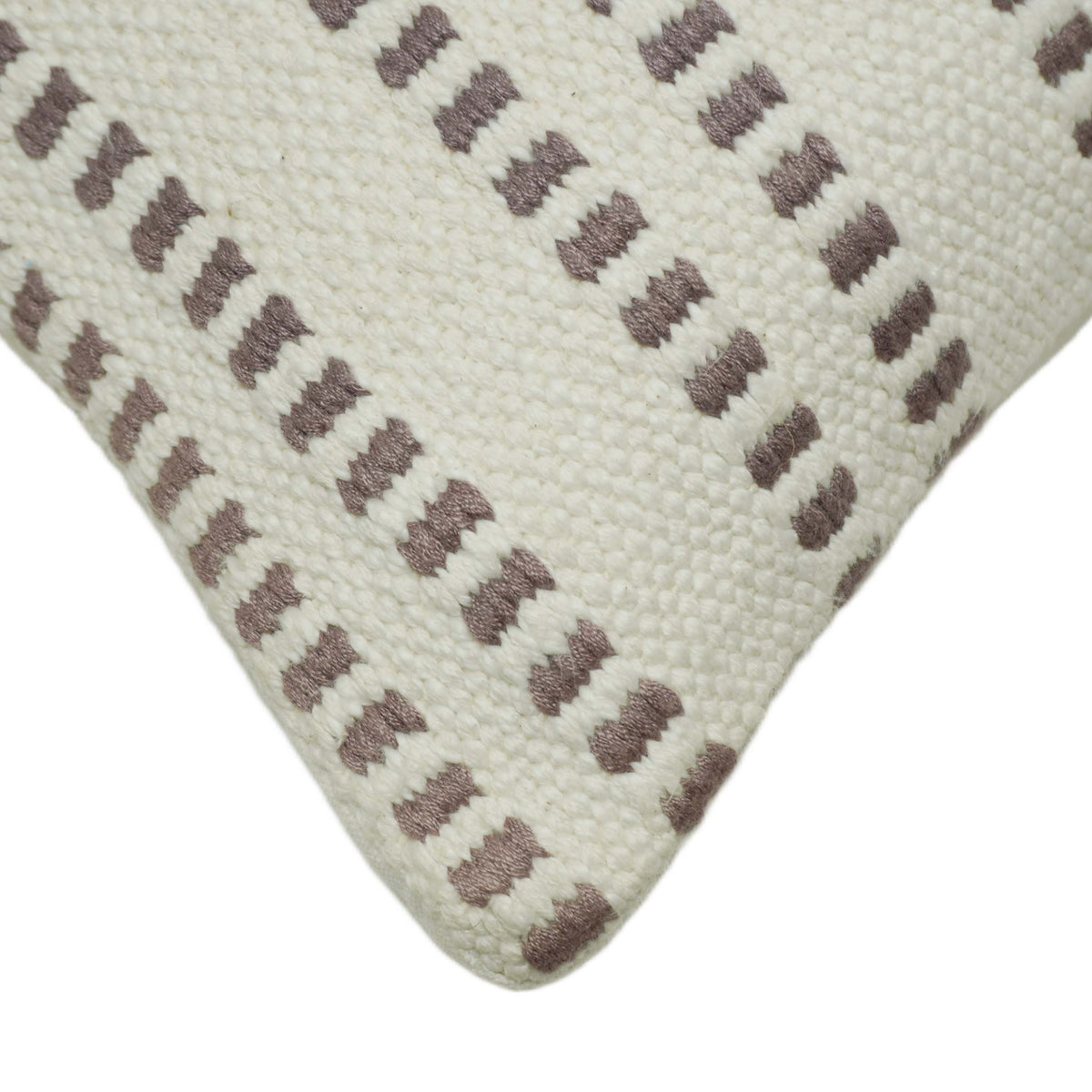 Handwoven Ivory & Taupe Striped Cushion Cover – 45 x 45 cm