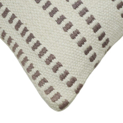 Handwoven Ivory & Taupe Striped Cushion Cover – 45 x 45 cm