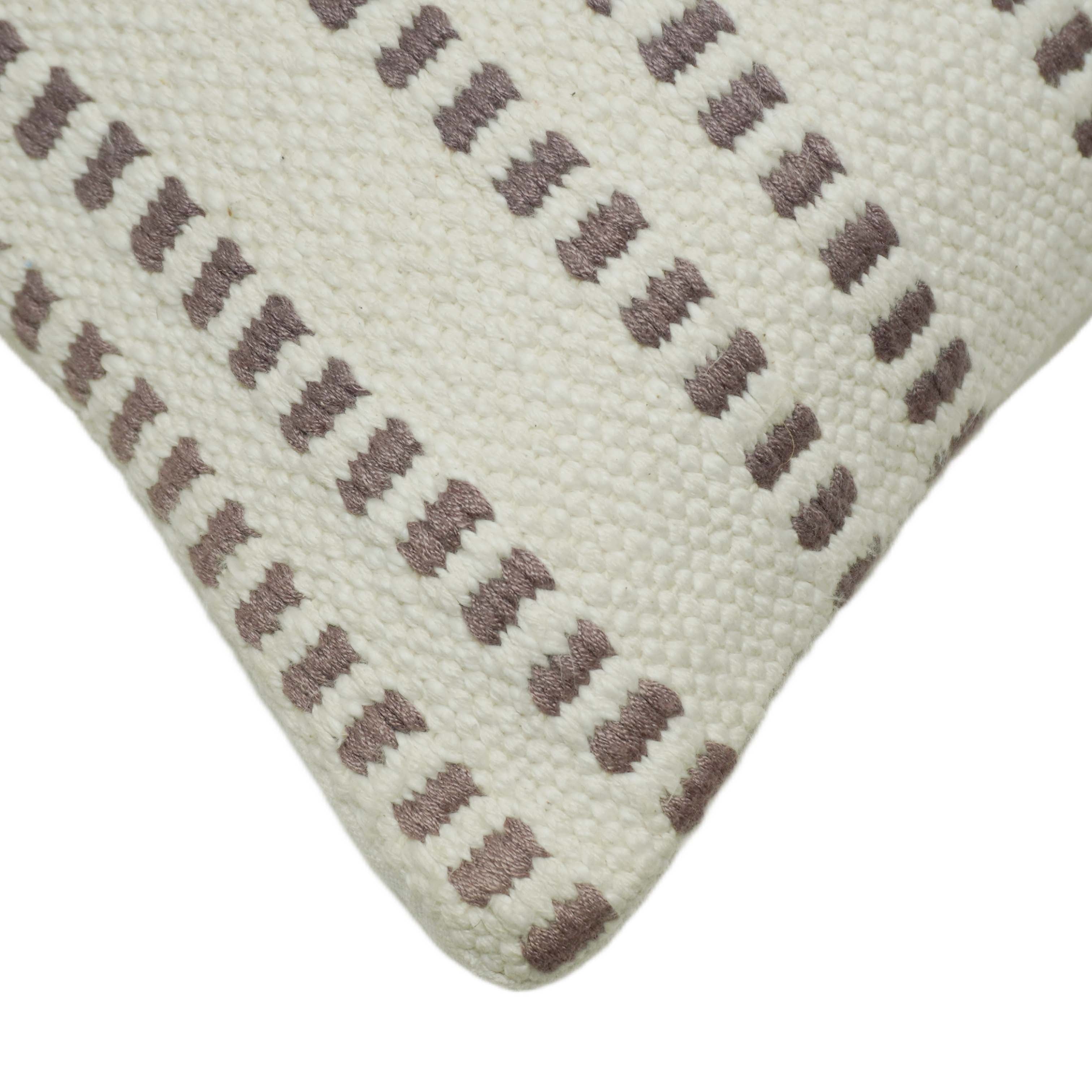 Handwoven Ivory & Taupe Striped Cushion Cover – 45 x 45 cm