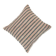 Handmade Woven Striped Cotton Cushion Cover 45x45 cm | Neutral Boho Decorative Pillow Cover