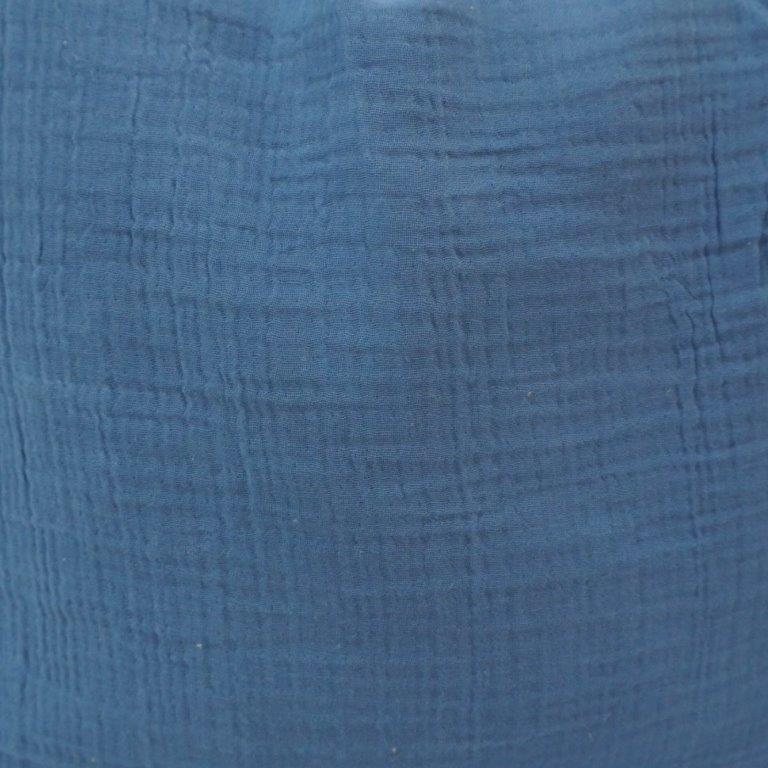 Solid Blue Muslin Cotton Cushion Cover | Soft Textured Decorative Pillow Cover | 45x45 cm - Bulk manufacturer & supplier from Panipat, India