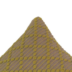 Handmade Cotton Textured Cushion Cover 45x45 cm – Geometric Embroidered Throw Pillow Cover in Mustard & Taupe