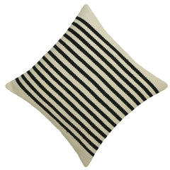 Handwoven Cotton Striped Cushion Cover 45x45 cm | Black & Natural Woven Throw Pillow Cover | Modern Farmhouse & Scandinavian Home Décor | Hidden Zipper | 100% Cotton
