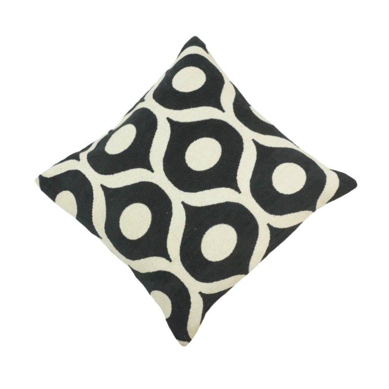 Black & White Geometric Jacquard Cushion Cover | Modern Abstract Pattern | 45x45 cm - Bulk manufacturer & supplier from Panipat, India