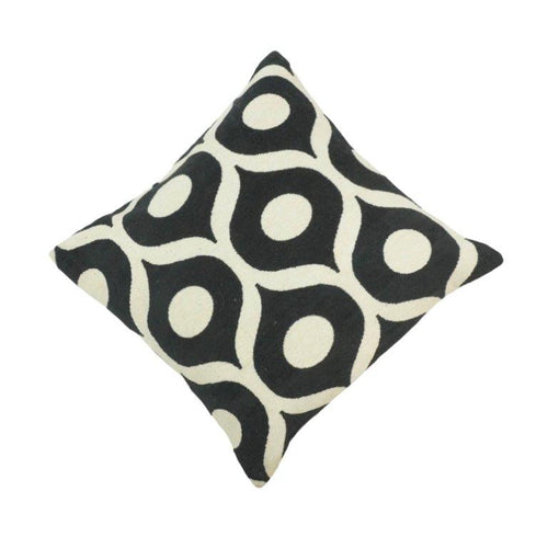 Black & White Geometric Jacquard Cushion Cover | Modern Abstract Pattern | 45x45 cm