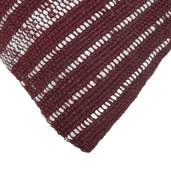 Burgundy and ivory striped handwoven cotton cushion cover 45x45 cm