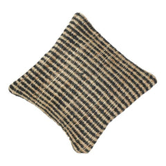 Handgewebter Jute-Kissenbezug | Natur- & schwarz gestreifter Kissenbezug mit Textur | Rustikales Boho-Wohnaccessoire