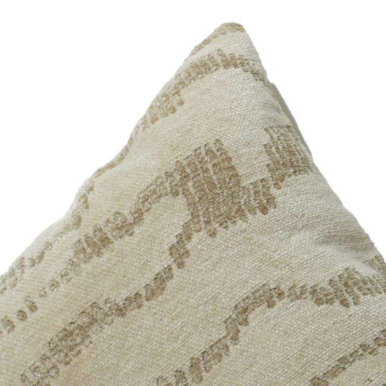 Beige Abstract Jacquard Cotton Cushion Cover 45x45 cm | Textured Woven Neutral Decorative Pillow Cover