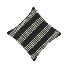 Handwoven Black & White Cotton Cushion Cover | Textured Dot Stripe Design | 45 x 45 cm