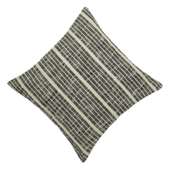 Handwoven Cotton Cushion Cover 45x45 cm | Black & Natural Striped Woven Throw Pillow Cover | Modern Boho Farmhouse Decorative Cushion Cover | Hidden Zipper