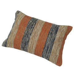 Handwoven Cotton Striped Cushion Cover 45x45 cm | Woven Textured Decorative Throw Pillow Cover | Rustic Boho Farmhouse Accent Cushion | Concealed Zipper