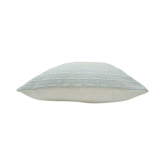 Handmade Cotton Textured Cushion Cover 45x45 cm | Light Blue Embroidered Dash Pattern Pillow Cover | Artisan Home Décor