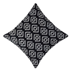 Handwoven Jacquard Cotton Cushion Cover 45x45 cm | Black & White Geometric Woven Design | Decorative Sofa Throw Pillow Cover | Hidden Zipper | 18x18 Inch