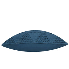 Handwoven Cotton Cushion Cover 45x45 cm – Textured Abstract Pattern in Deep Navy Blue